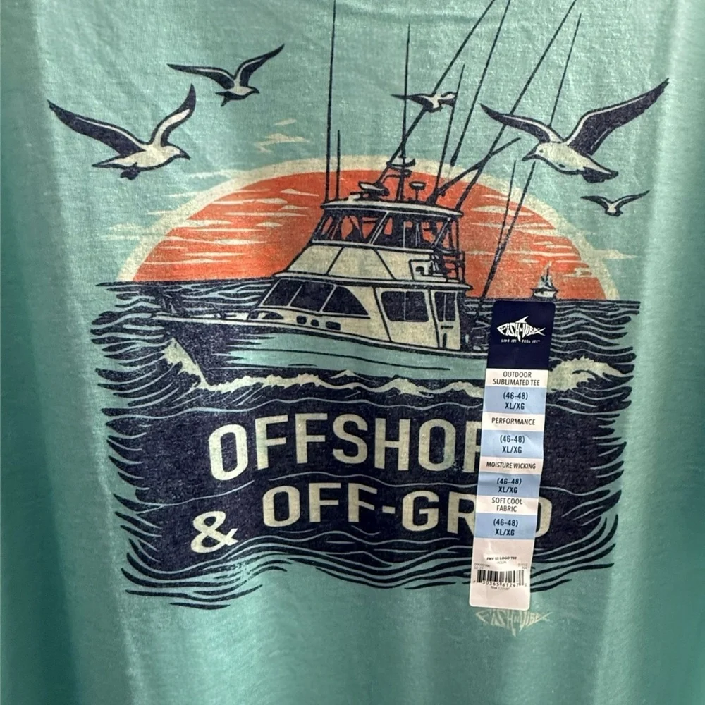 Fish N Vibe XL Performance Fishing Tee NWT‎ “Offshore & Off-Grid”